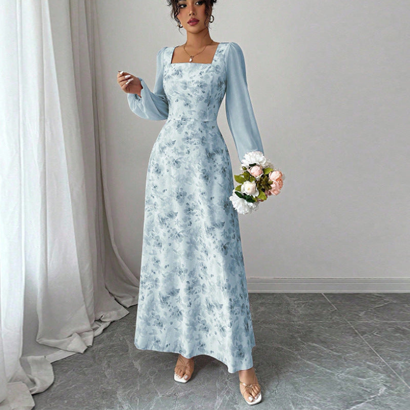 Chiffon Long-Sleeve Dress