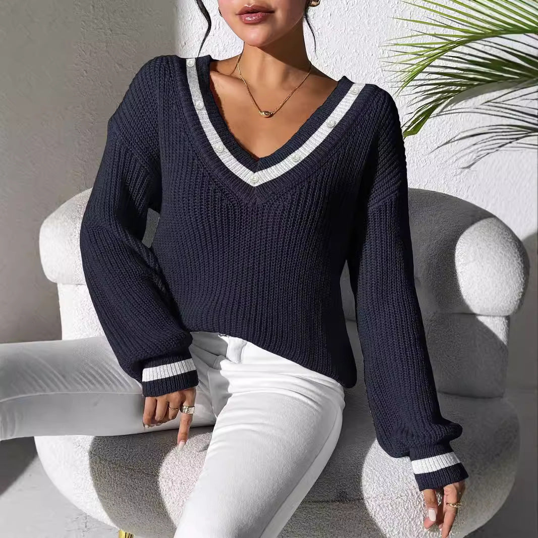 Patchwork V-Neck Sweater
