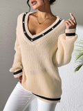 Patchwork V-Neck Sweater