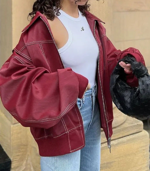 Loose Fashion Lapel Zip-up Jacket