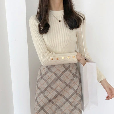 Women's Half Turtleneck Sweater Long Sleeve Pullover Bottoming Shirt