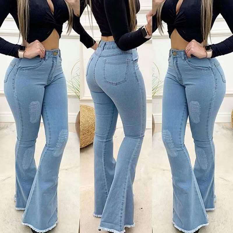 Elastic Fit Denim Pants