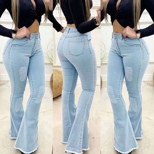Elastic Fit Denim Pants