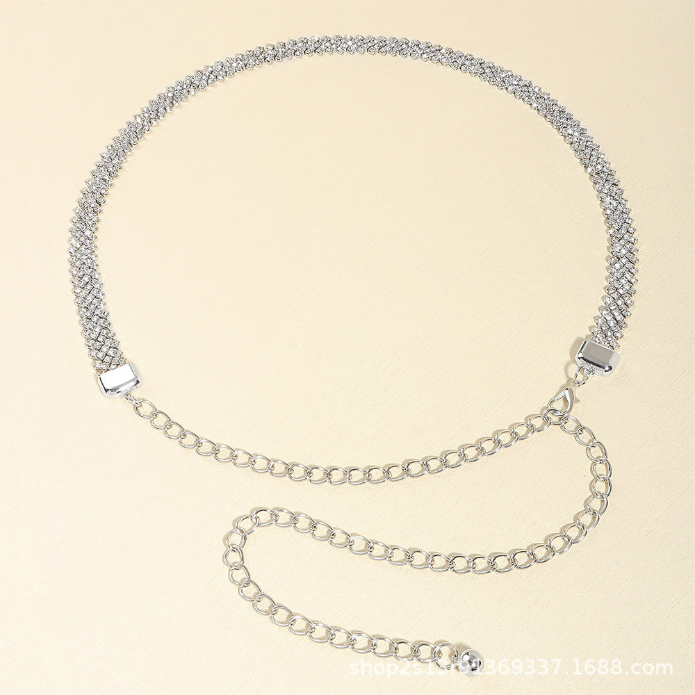 Crystal Chain Rhinestone Inlaid Waist Chain