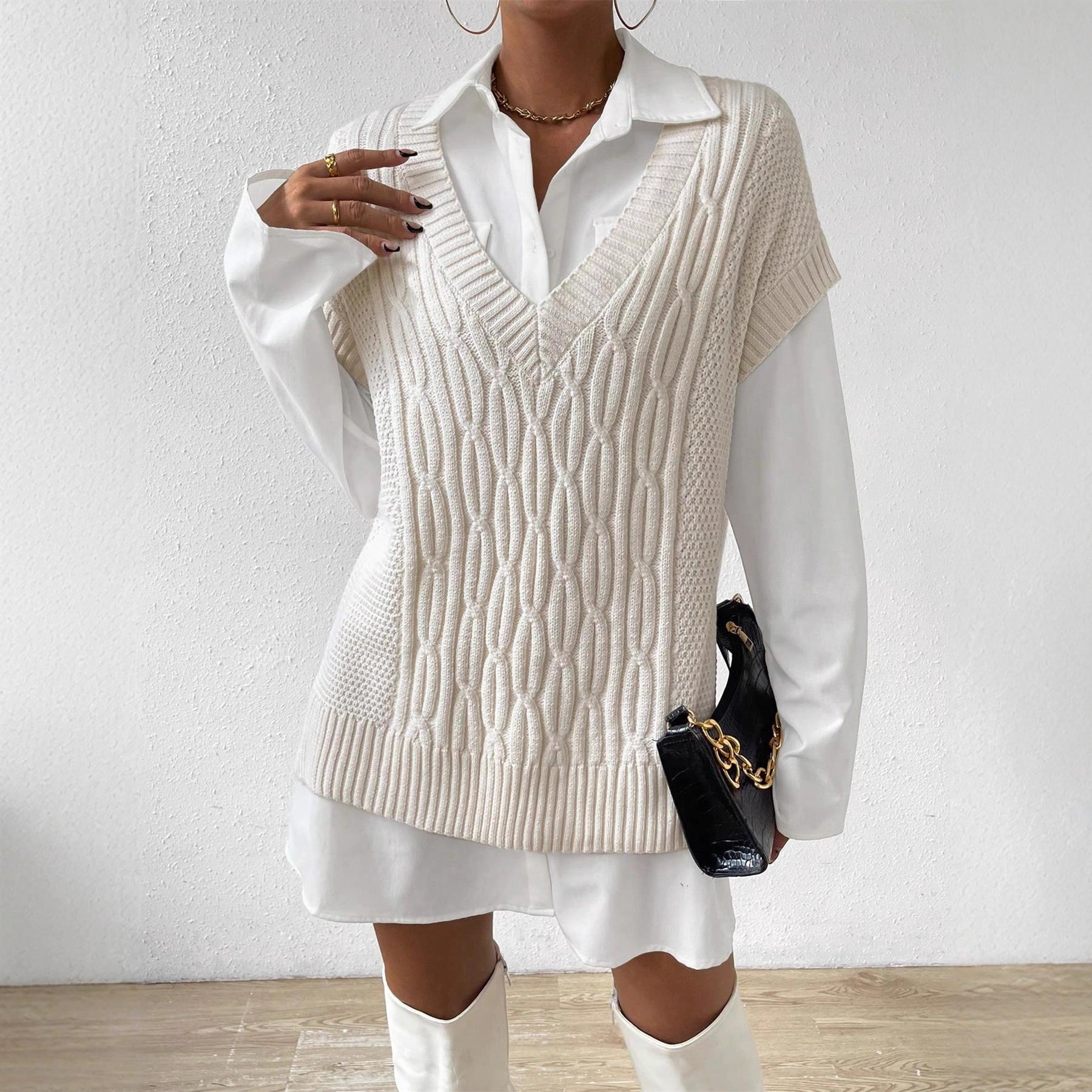 Loose Sleeveless Knit Vest – Casual & Stylish